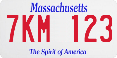 MA license plate 7KM123