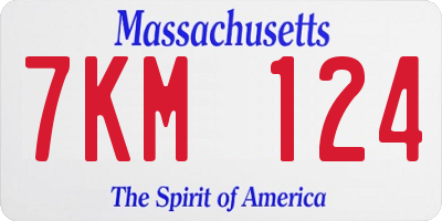 MA license plate 7KM124