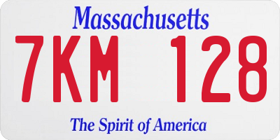 MA license plate 7KM128