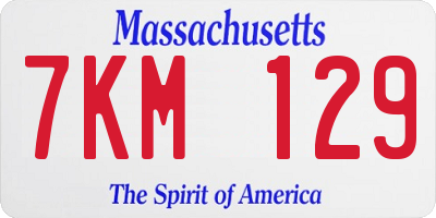MA license plate 7KM129
