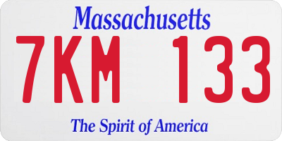 MA license plate 7KM133