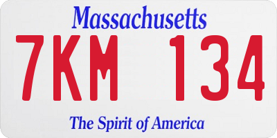 MA license plate 7KM134