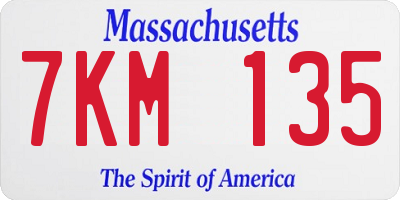 MA license plate 7KM135