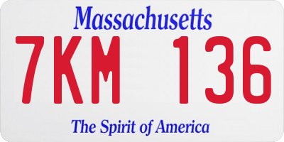 MA license plate 7KM136