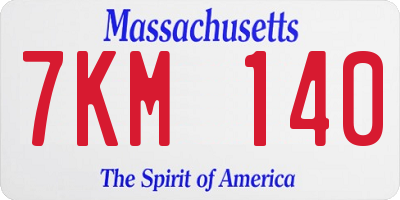 MA license plate 7KM140
