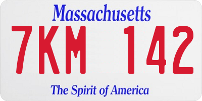 MA license plate 7KM142