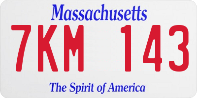 MA license plate 7KM143