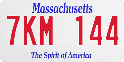 MA license plate 7KM144