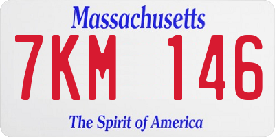 MA license plate 7KM146