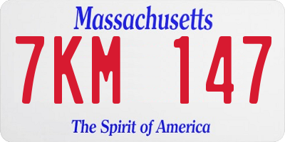MA license plate 7KM147