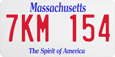 MA license plate 7KM154