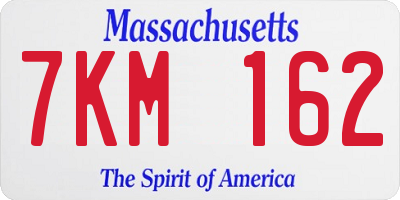 MA license plate 7KM162