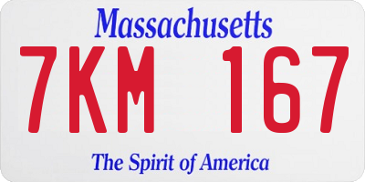 MA license plate 7KM167