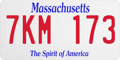 MA license plate 7KM173