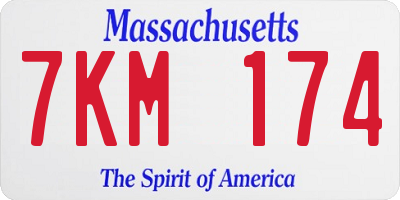 MA license plate 7KM174