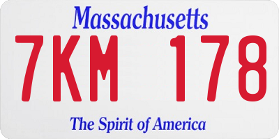 MA license plate 7KM178