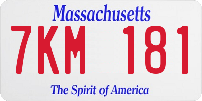 MA license plate 7KM181