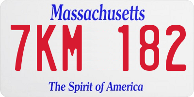 MA license plate 7KM182