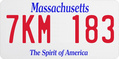 MA license plate 7KM183