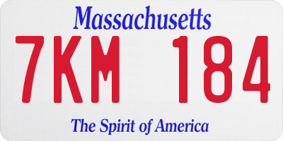 MA license plate 7KM184
