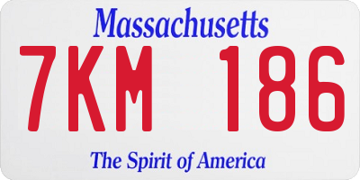 MA license plate 7KM186