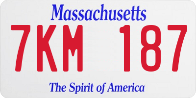 MA license plate 7KM187