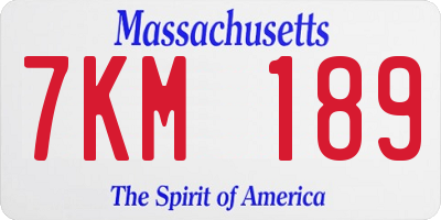 MA license plate 7KM189