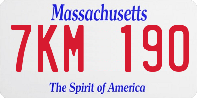MA license plate 7KM190