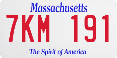 MA license plate 7KM191