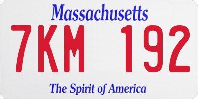 MA license plate 7KM192