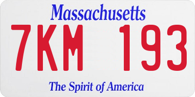 MA license plate 7KM193