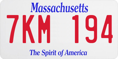 MA license plate 7KM194