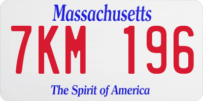 MA license plate 7KM196