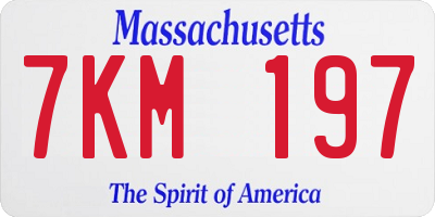 MA license plate 7KM197