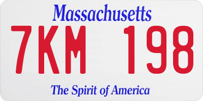 MA license plate 7KM198