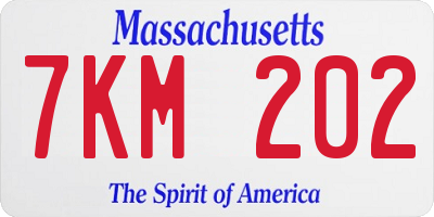 MA license plate 7KM202