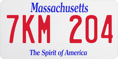 MA license plate 7KM204