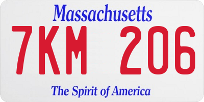 MA license plate 7KM206