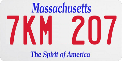 MA license plate 7KM207