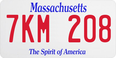 MA license plate 7KM208