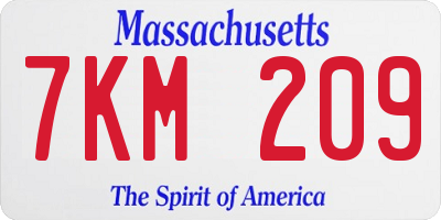 MA license plate 7KM209