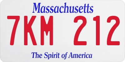 MA license plate 7KM212