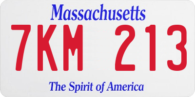 MA license plate 7KM213