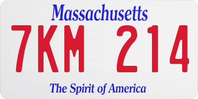 MA license plate 7KM214