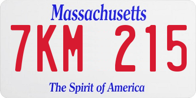 MA license plate 7KM215