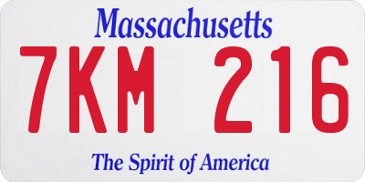 MA license plate 7KM216