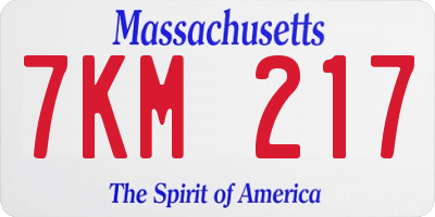 MA license plate 7KM217