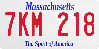 MA license plate 7KM218
