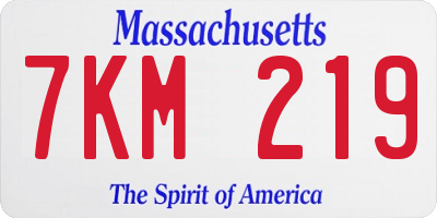 MA license plate 7KM219