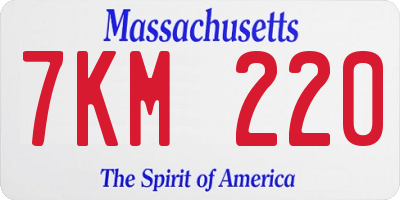 MA license plate 7KM220